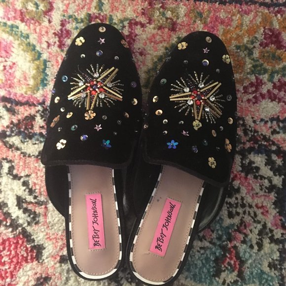 Betsey Johnson Velvet Embroidered Loafer - Picture 1 of 4